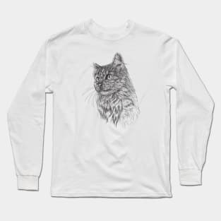 Cat draw with scribble art style Long Sleeve T-Shirt